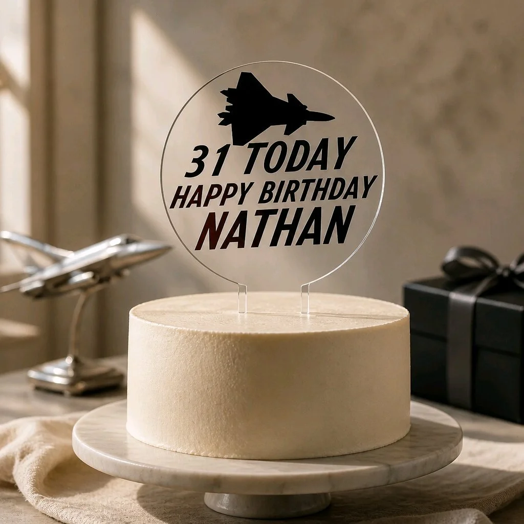 Happy Birthday Personalised Cake Topper Black!  #00575