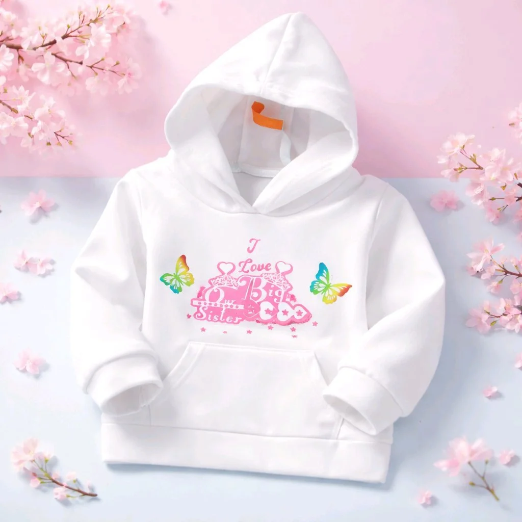 Personalised Kids Hoodies Sizes Available 1-10yrs! Colourful htv I love my big sister. #00242