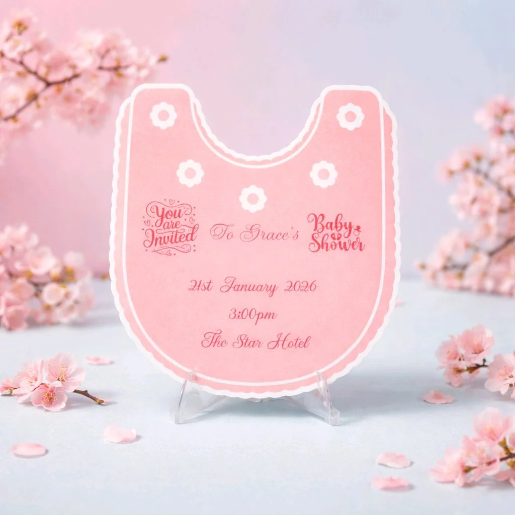 Baby Shower Bib Invitation! 
Option 3 Pink. #00541