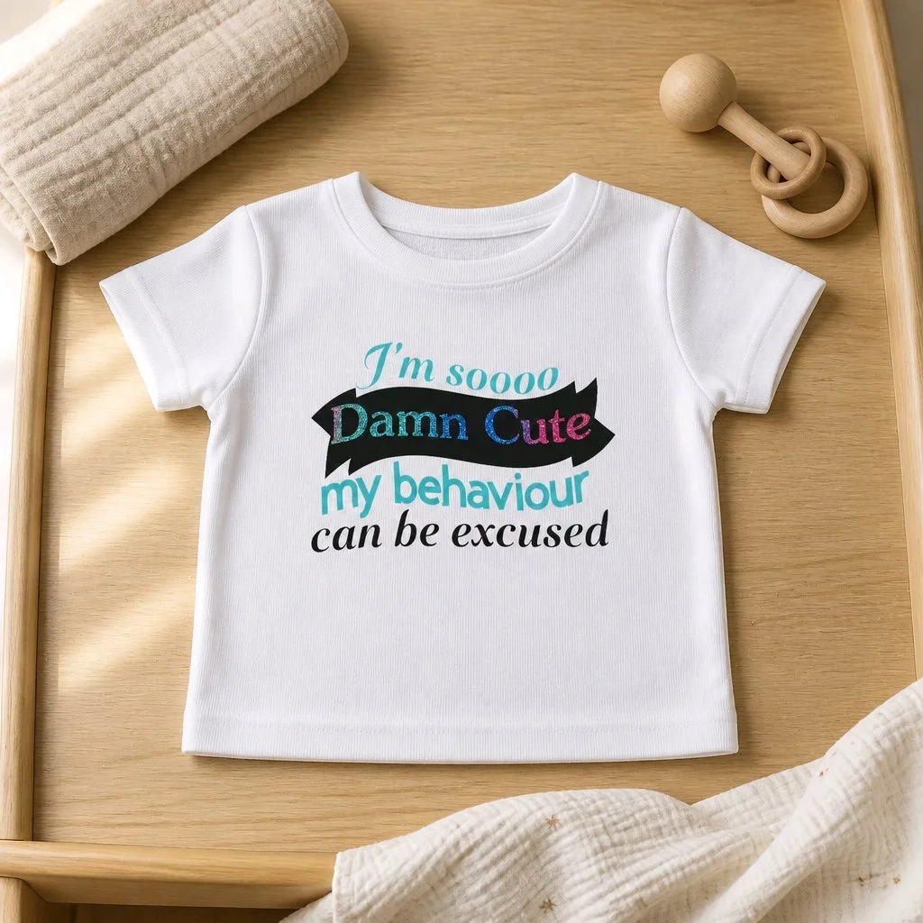 Personalised Kids T-Shirts Sizes Available 1-10yrs! Colourful cheeky print. Name can be added for personalisation. Polyester.#00232