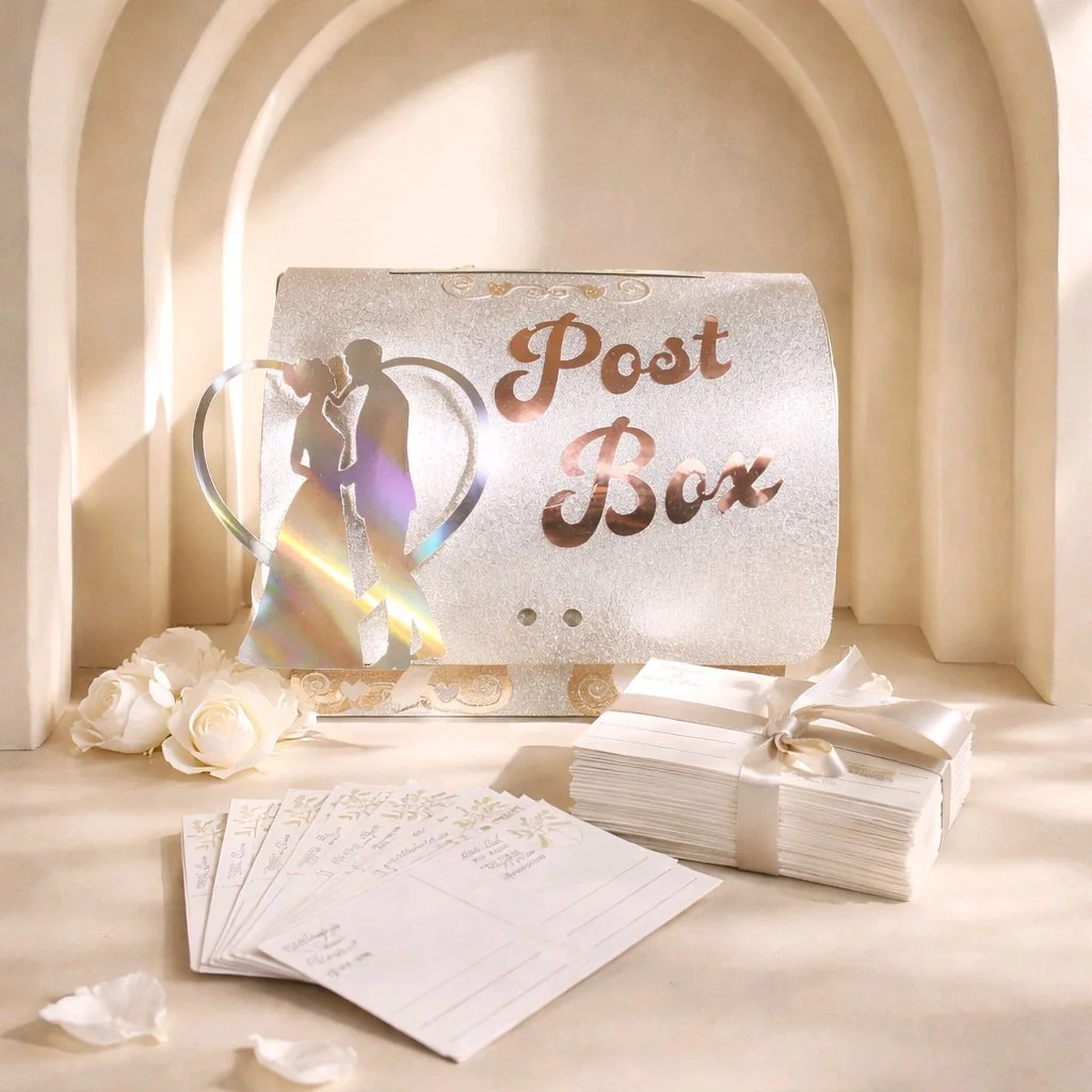 Post Box With Message Cards! This post box is the perfect addition to any wedding celebration. It is designed to be used as a post box for guests to leave their personal messages for the newly weds & will be a great keepsake for years to come. The bo