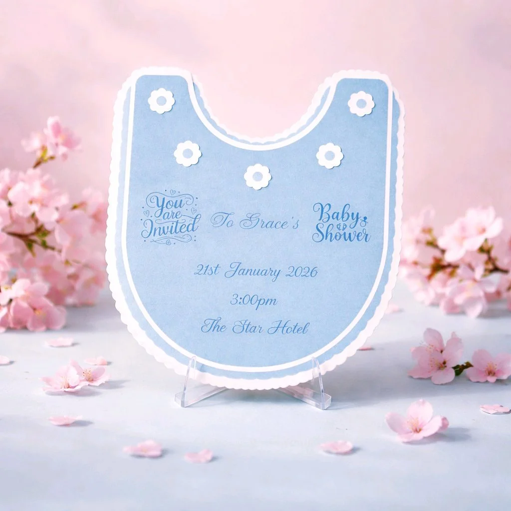 Baby Shower Bib Invitation! 
Option 2 Blue. #00540