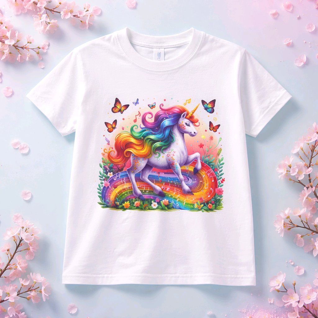 Personalised Kids T-Shirts Sizes Available 1-10yrs! Colourful unicorn print. Name can be added for personalisation. Polyester. #00237