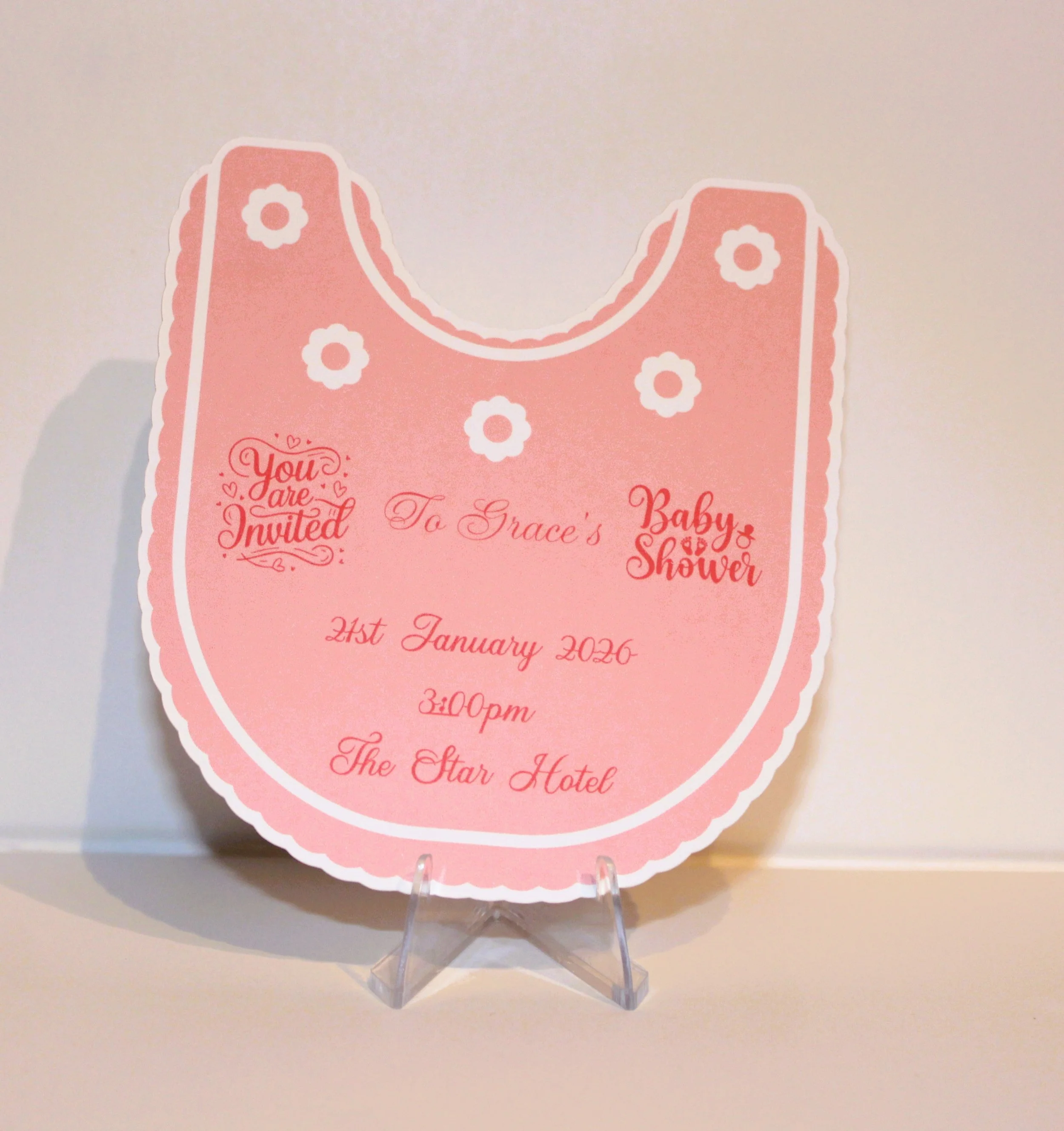 Baby Shower Bib Invitation! 
Option 3 Pink. #00214
