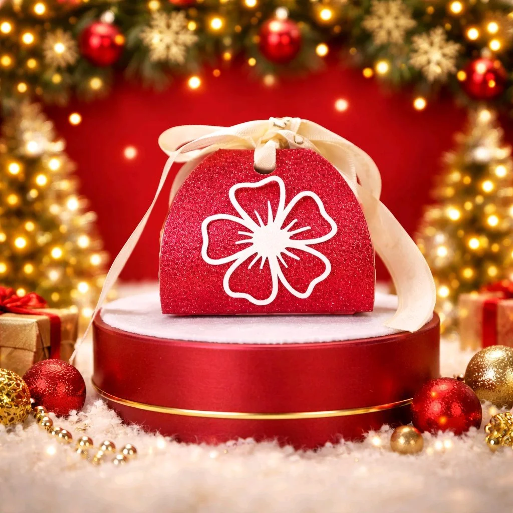 Flower favour box! These stunning little boxes have a cute flower attached to compliment the box. Each one has a gorgeous silk ribbon flowing from the box, giving it that perfect finishing touch. #00310