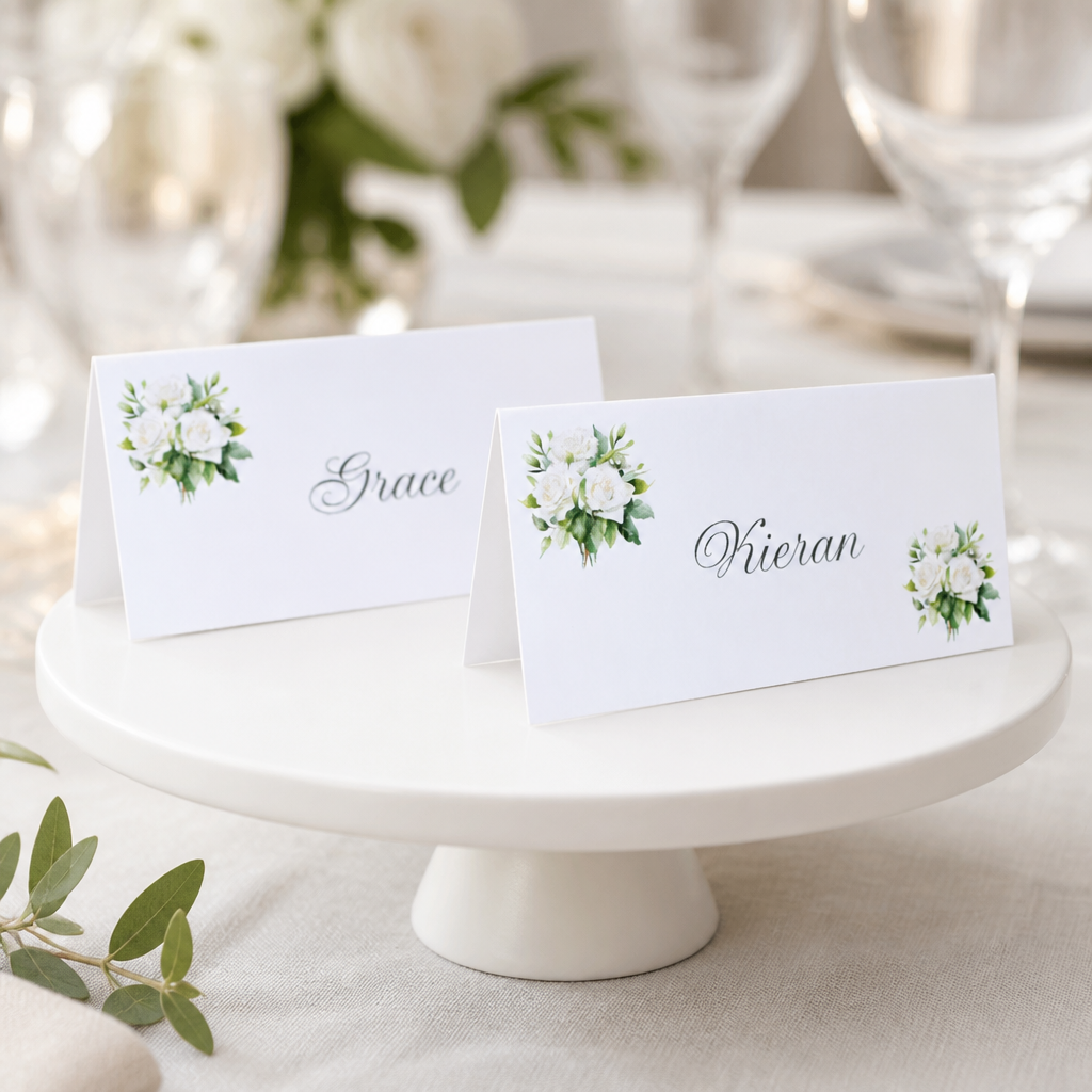 White Rose Place Card!
Printed on white card. #0086