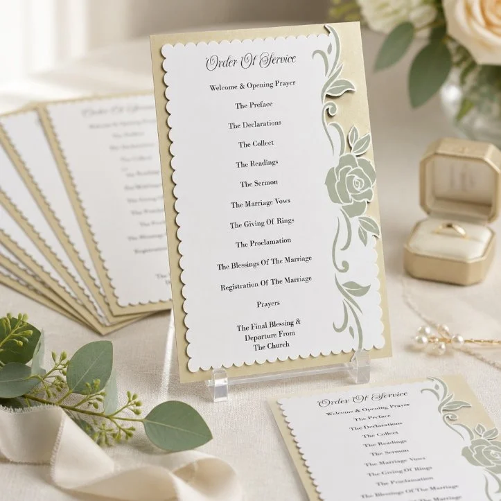 The white card is mounted on a slightly larger cream background card, creating a subtle framed effect that enhances the scalloped border and softens the overall palette. #00296

