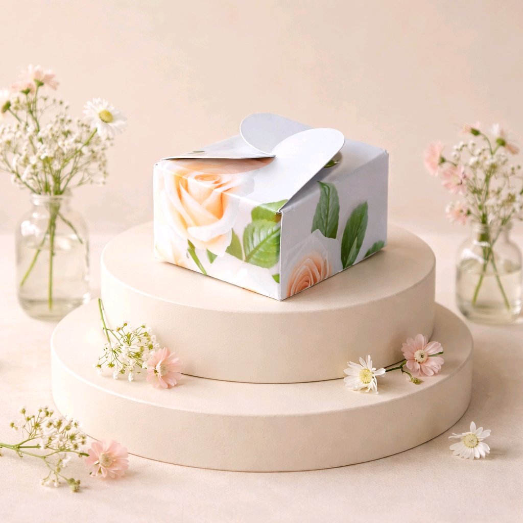 Swirl Closing Favour Box!
A peach floral rose has been printed onto this little box creating beauty as well as convenience. #00176