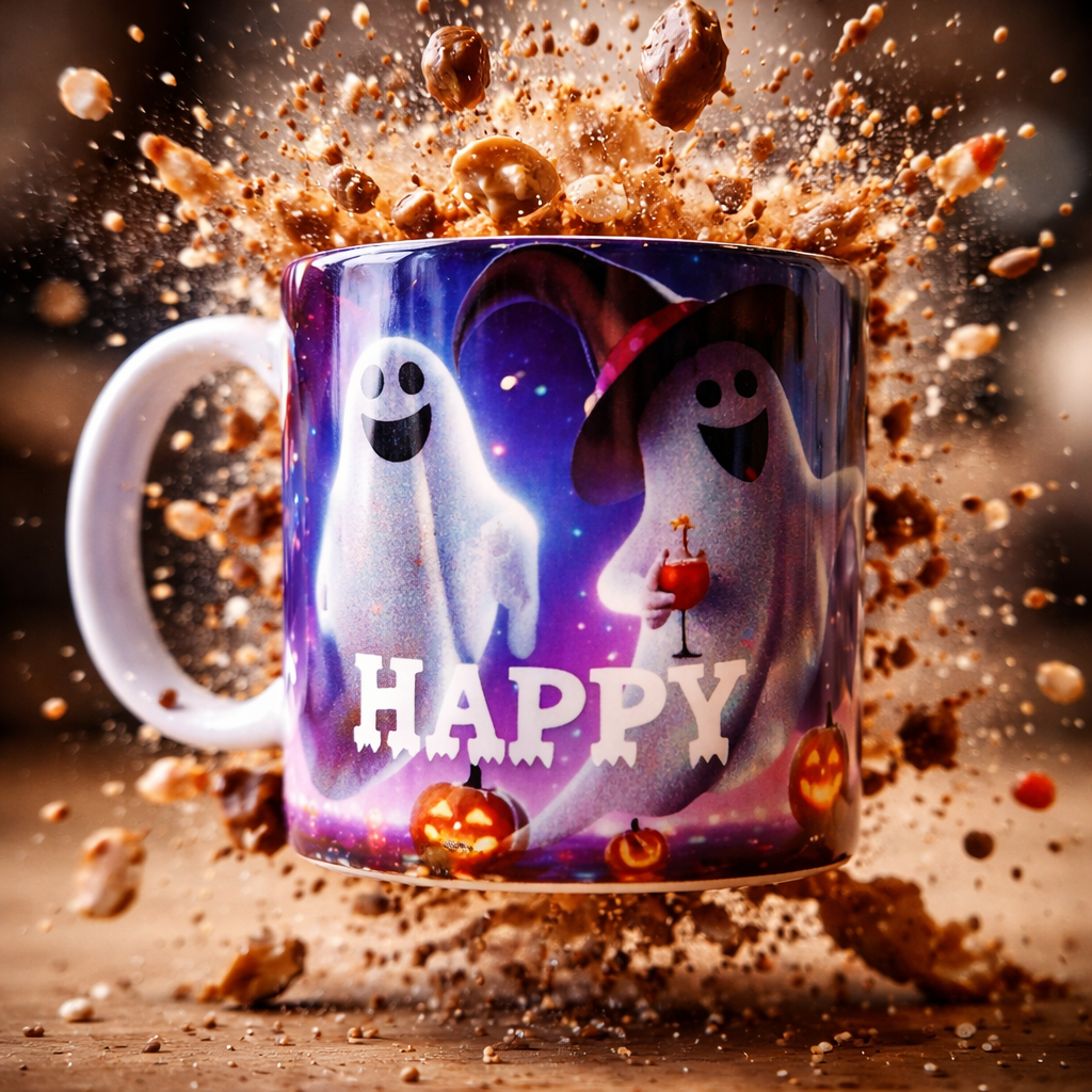 The 12oz mugs have been printed with AI generated images allowing for stunning graphics to be pressed onto the mug. 