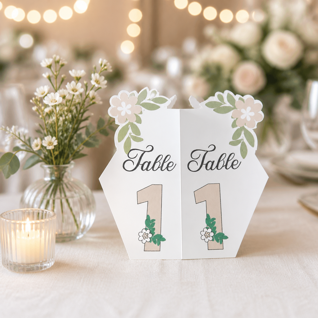 Hexagon floral table number!

This beauty features a gorgeous floral print that flows off the edges. It’s not just any table number, it’s a unique hexagon shape that slots together beautifully to form four elegant panels. #00124