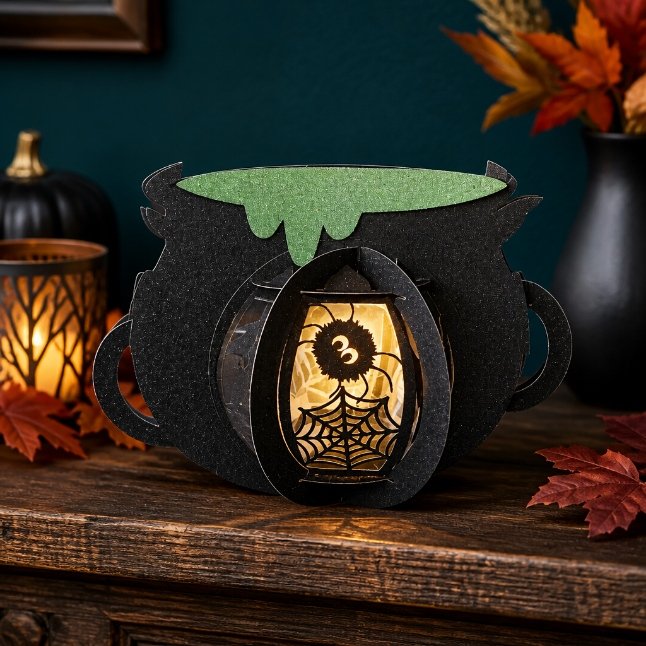 Halloween Cauldron Lantern With LED Lights Inside! #001908 £9.99