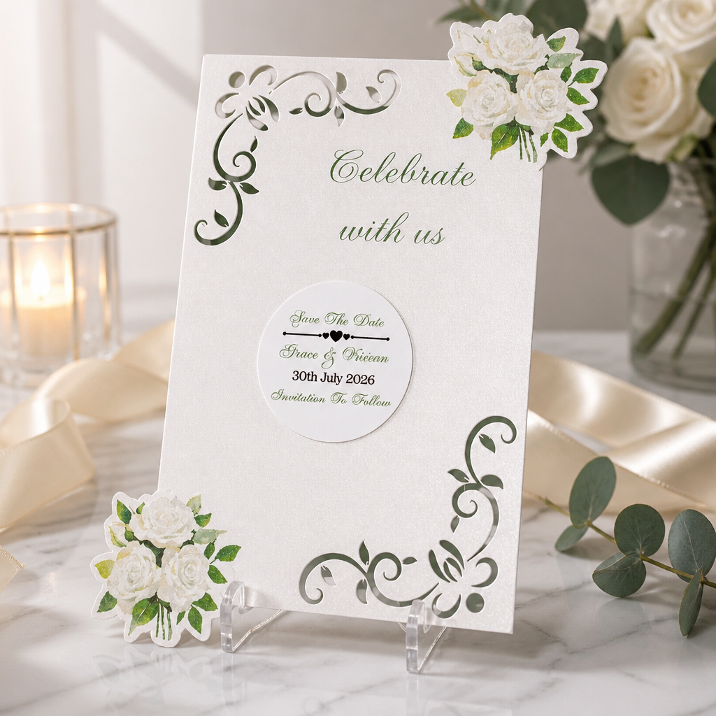 White Rose With Aluminum Disc & Fridge Magnet #0053