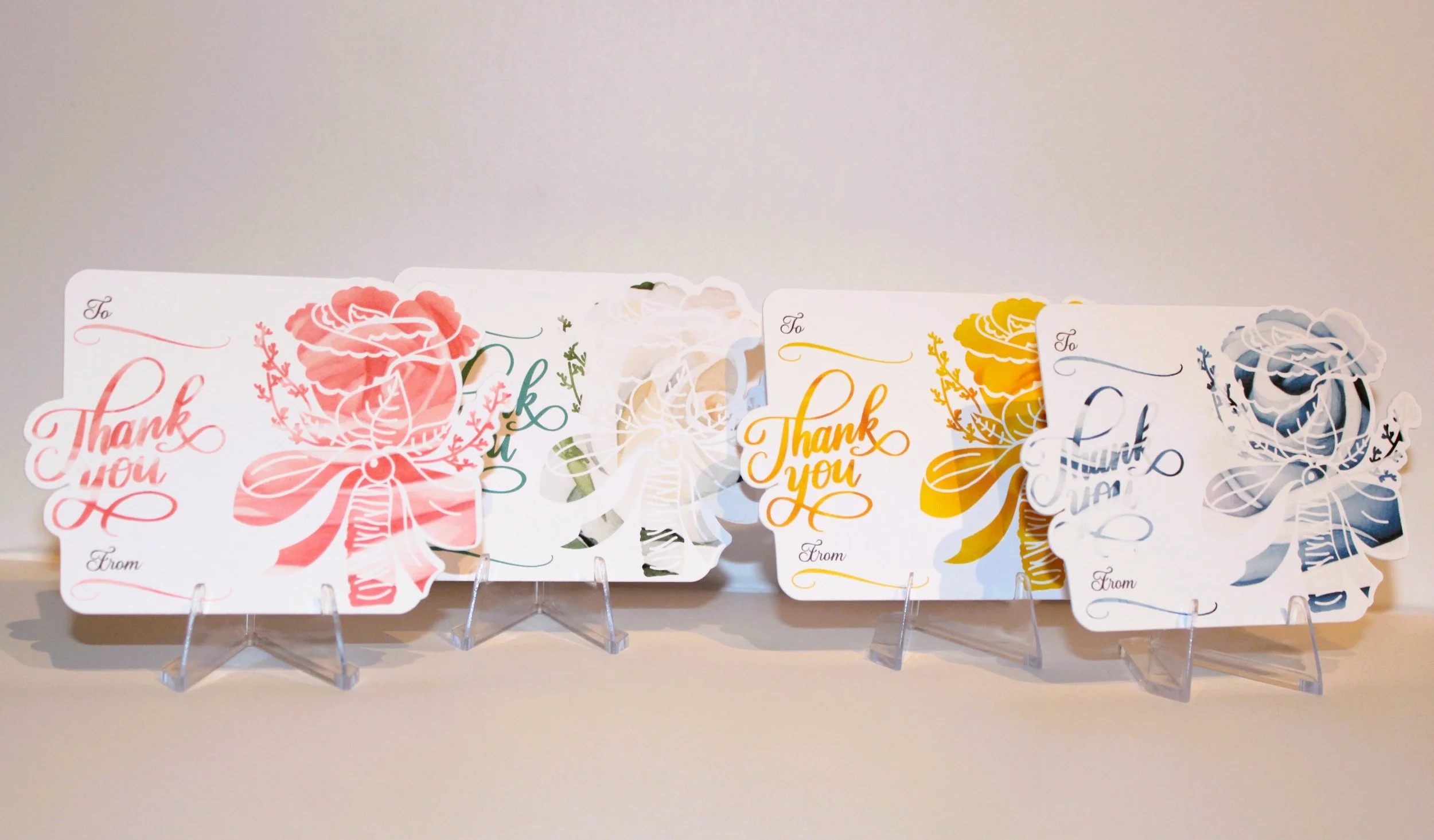 Thank-you Cards!
Imagine beautifully printed roses that elegantly bleed onto the edge.

They are just perfect for capturing the essence of your special day.

Each card features thankyou that flows seamlessly from the design.

Trust me as a bride & gr