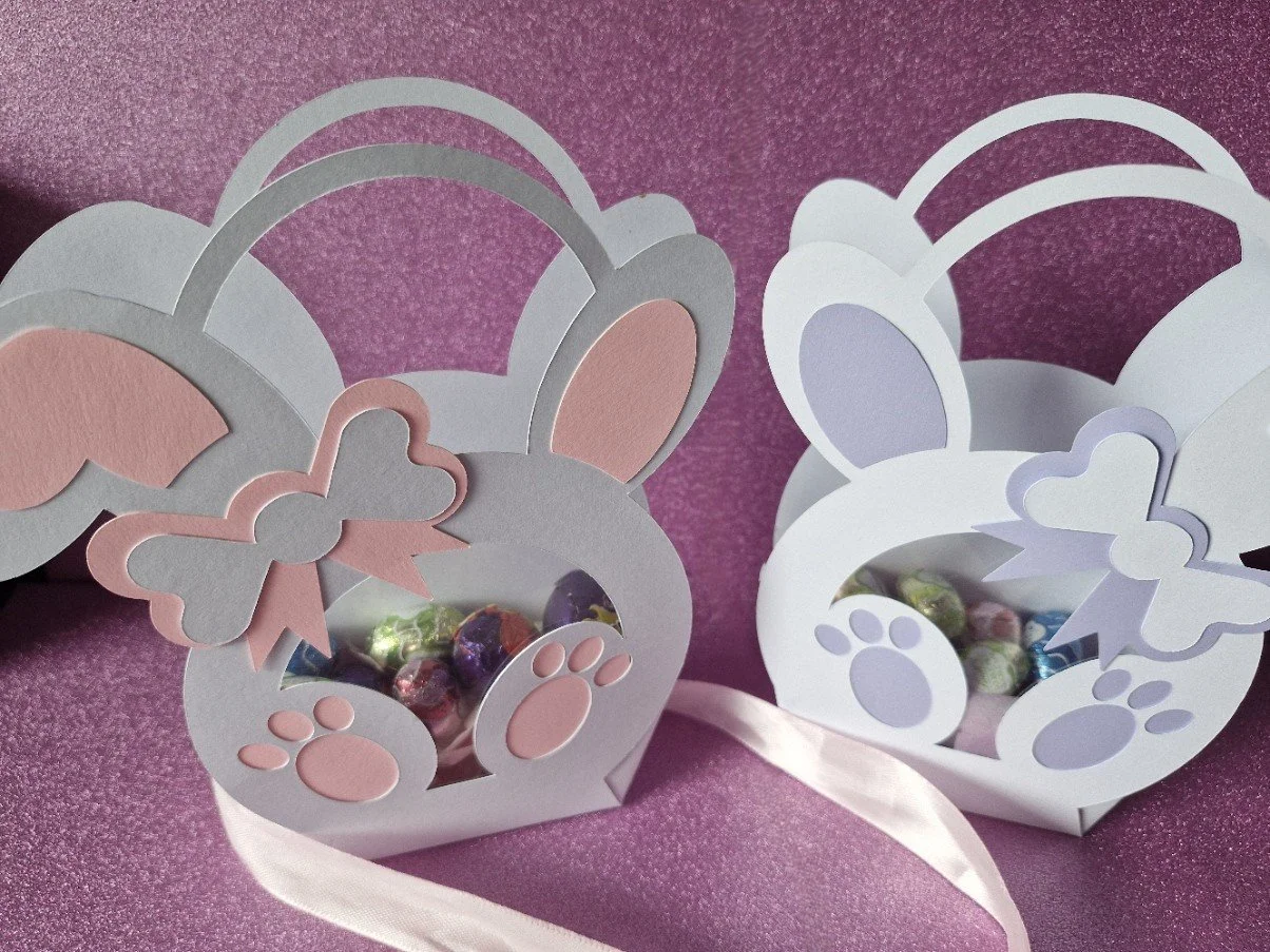 Easter Gift Box! 
Cut in the shape of an Easter bunny, this adorable little box cradles mini eggs nestled in soft tissue paper. 
#00179