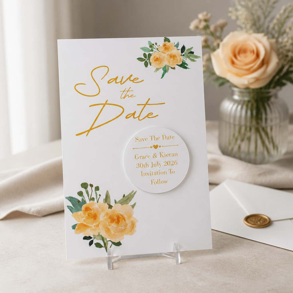 Yellow Rose With Aluminum Disc & Fridge Magnet #0052