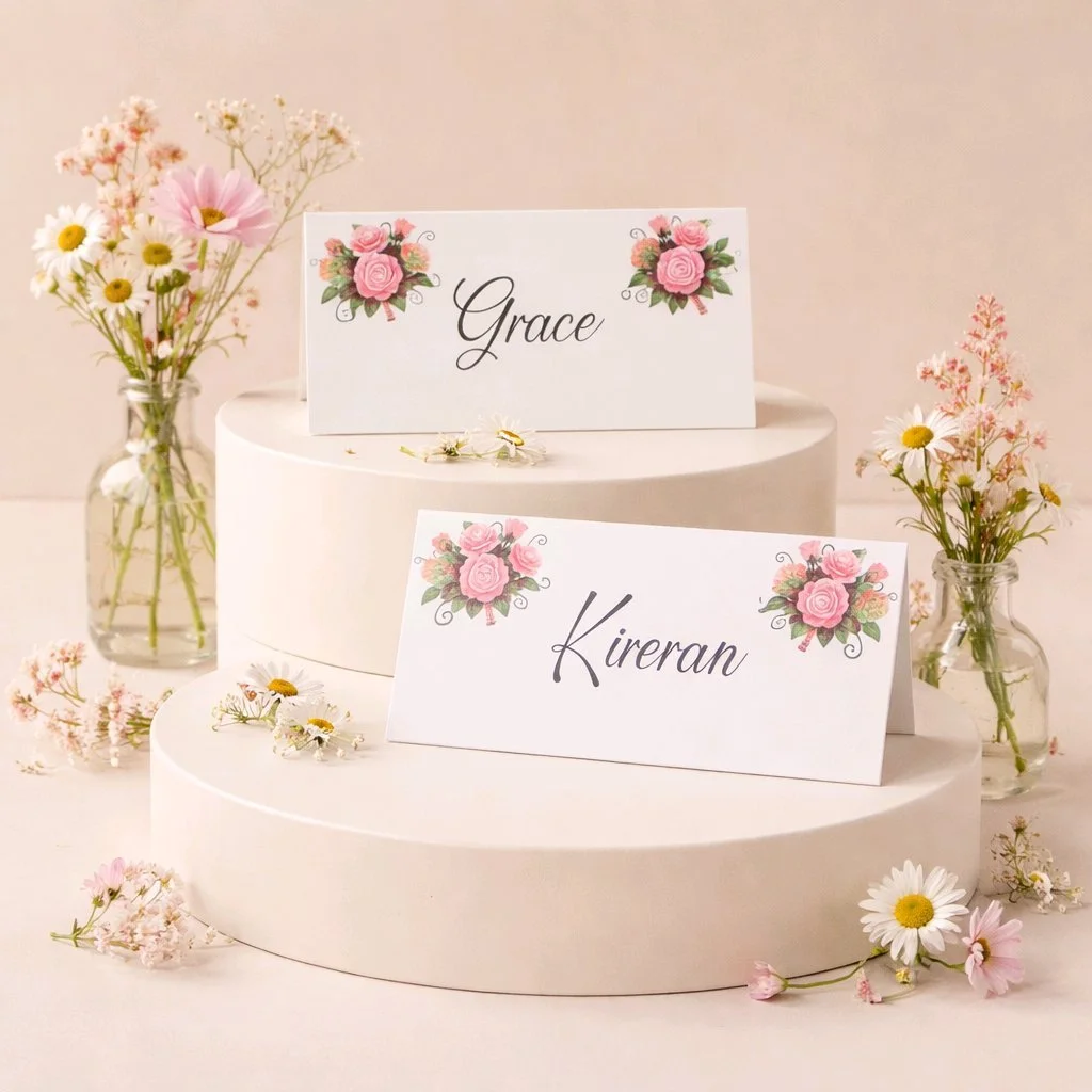 Pink Bouquet Place Cards!
Printed on white card. #0094