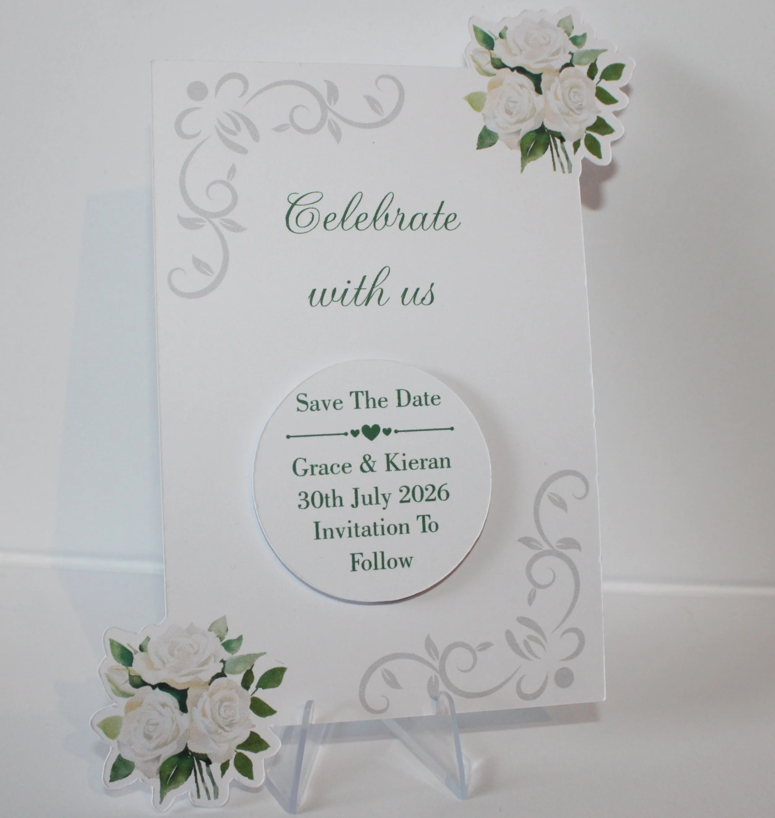 White Rose With Aluminum Disc & Fridge Magnet #0022