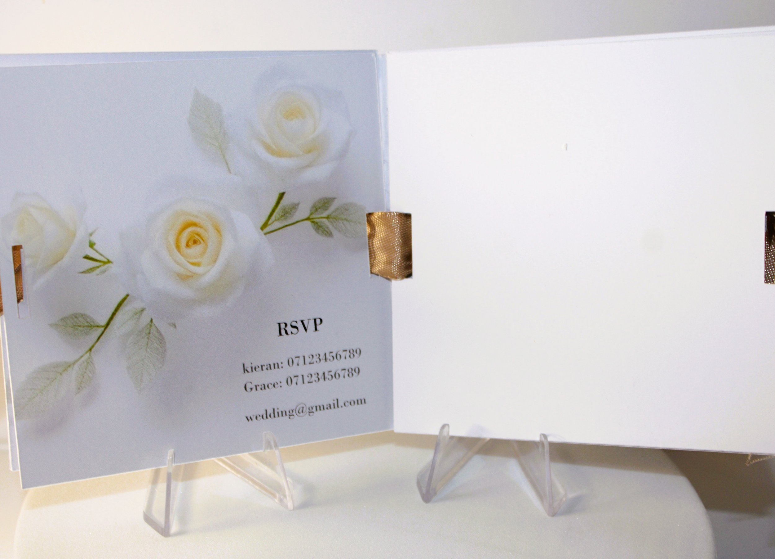 What's included! Printed carrier card, Daytime & evening invitations, wedding wish card, menu option card, rsvp.