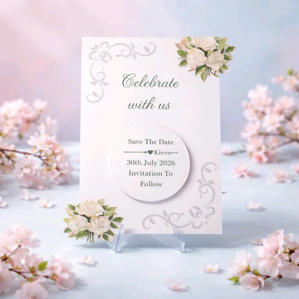 White Rose With Aluminum Disc & Fridge Magnet #0053