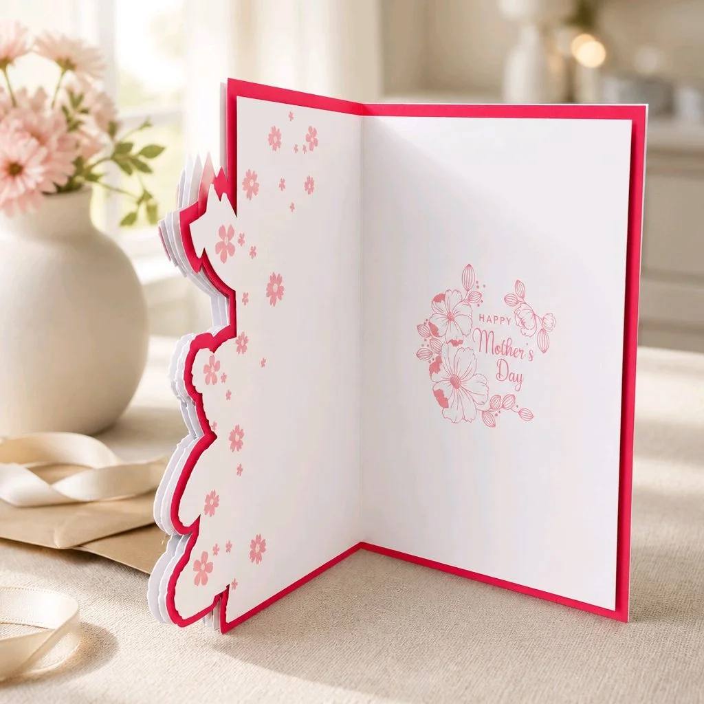 A red insert card sits comfortably inside and compliments the front card. Add your own message inside.#00371