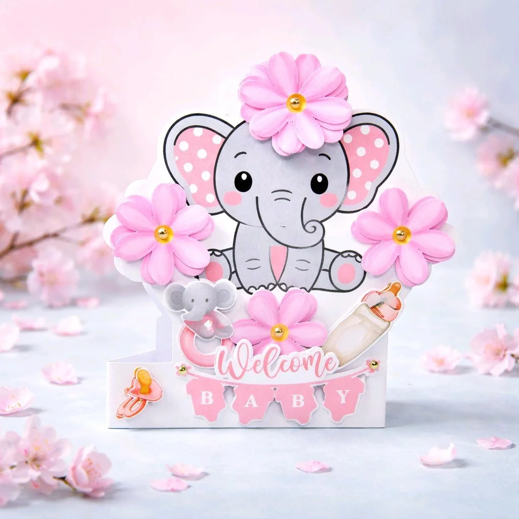 Welcome pink New Baby Add your own message inside. #00416