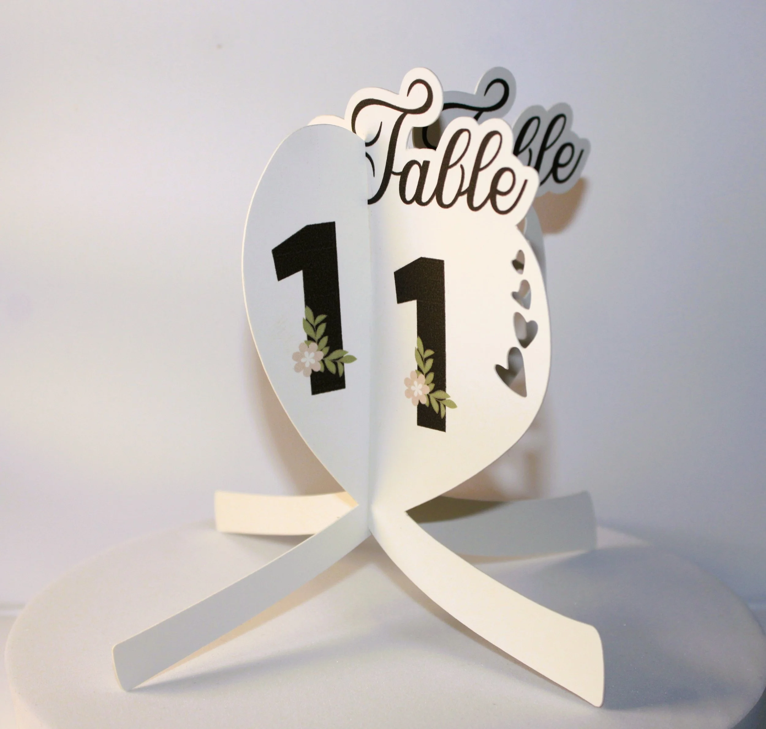 Four panel heart table number!

Imagine a wedding that just screams love. check out these heart shaped table numbers, they are an absolute must have for your special day. The font extends beautifully onto the edge of the heart. These adorable panels 