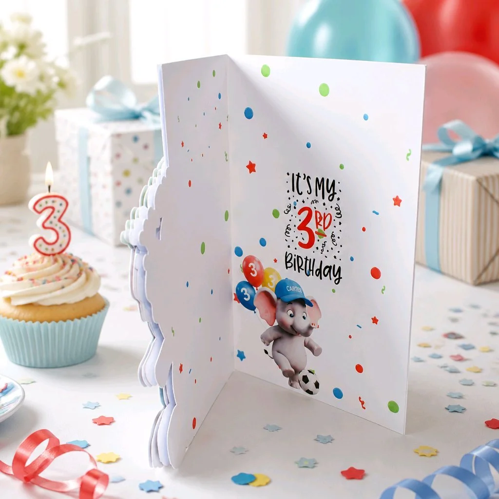 (NEW) Happy 3rd Birthday Great-Grandson Card!
Add your own message inside. #00349