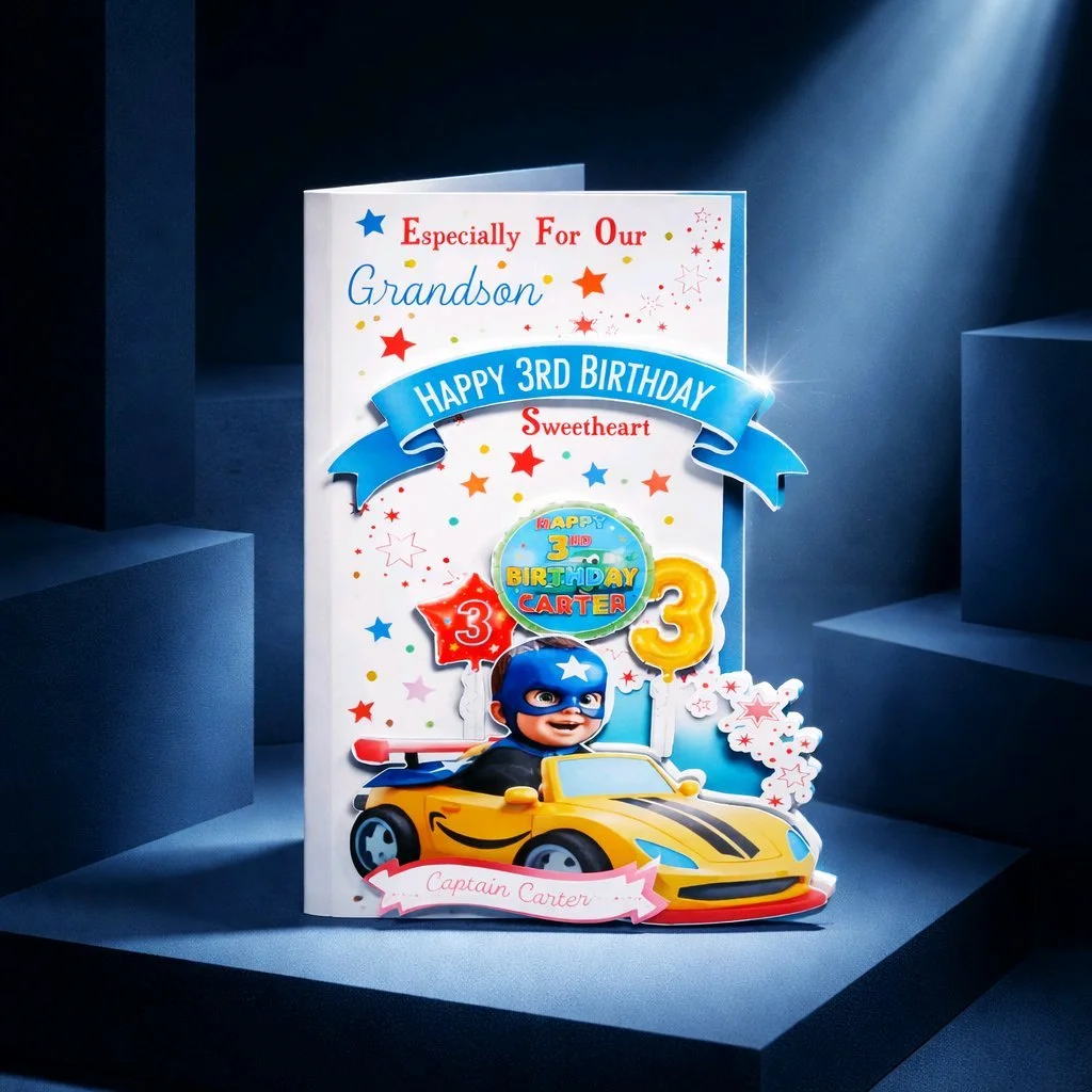 (NEW) Happy 3rd Birthday Grandson Card!
Add your own message inside. #00350