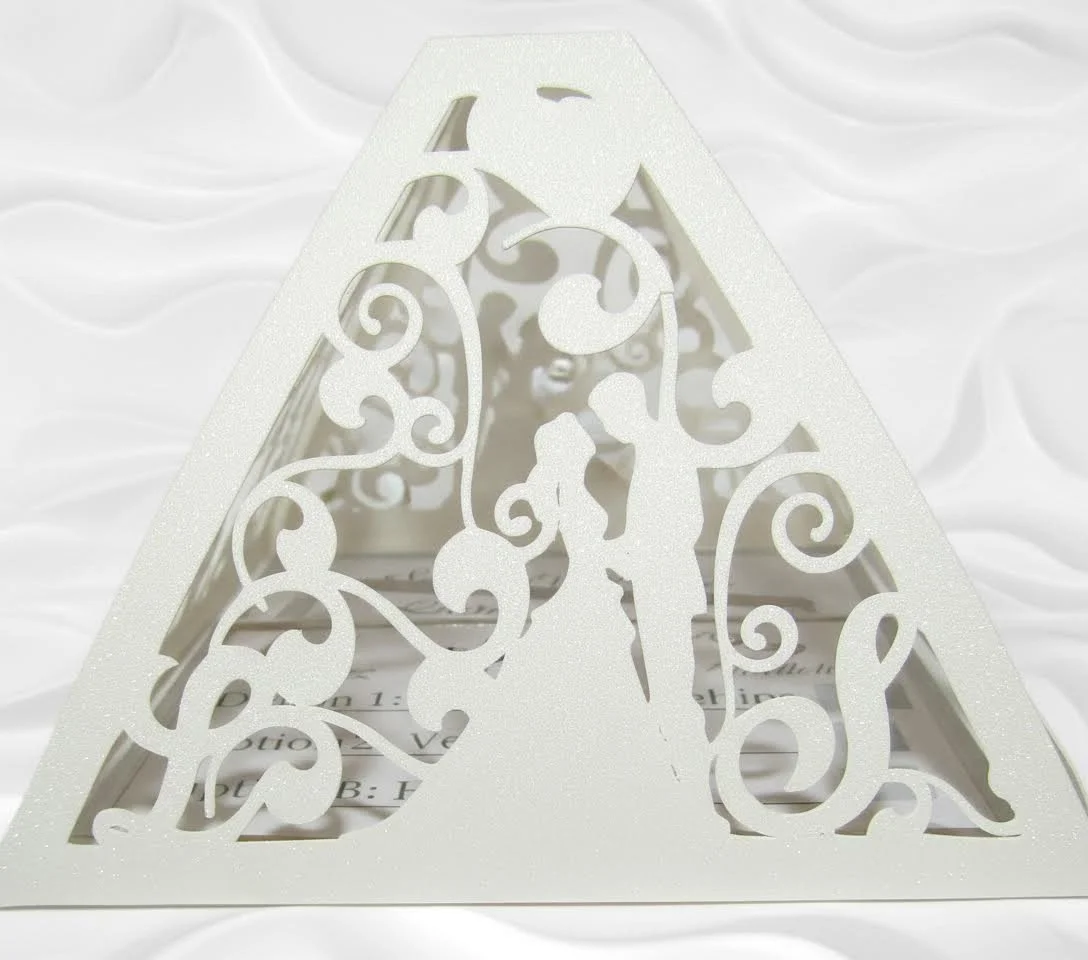 PYRAMID INVITATION PACKAGE! 
These wedding invitations are unique & with their intricate pieces, they are sure to catch the eye of your recipient. #001