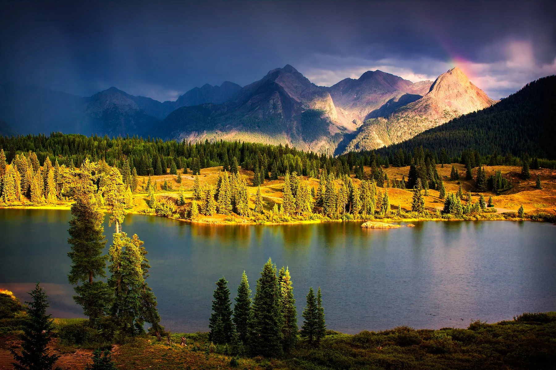 The dramatic Grenadiers from an overlook above Molas Lake after a nasty thunderstorm passed. Lots of lightning occurred in this storm