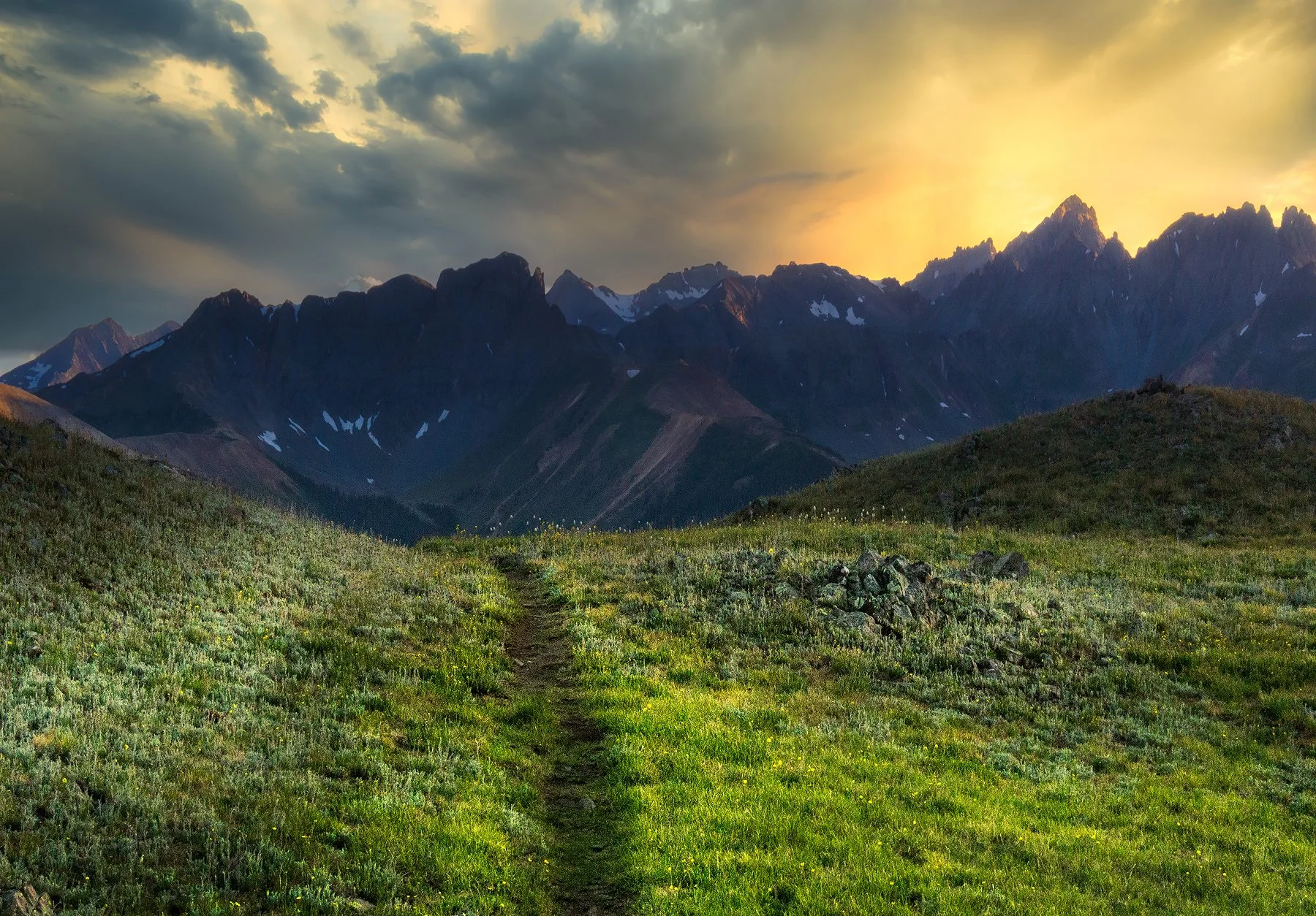 Jagged Peaks of the central San Juan Mountains from US Basin on my way back from a hike