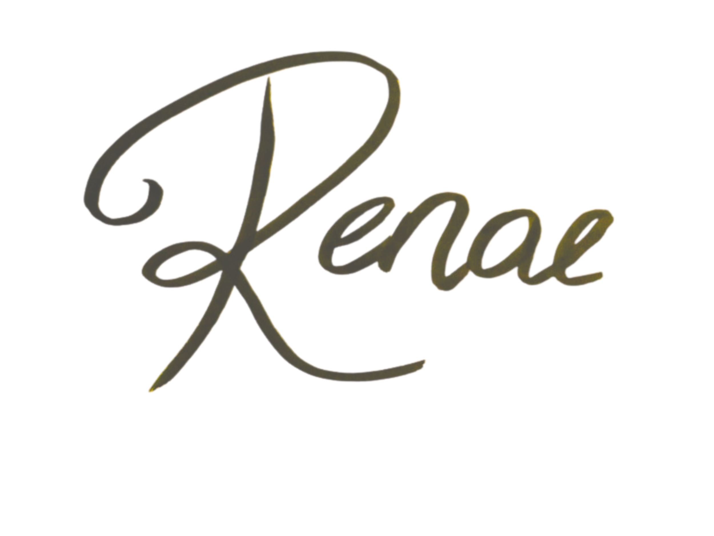 Signature name 'Renae' in olive green cursive font