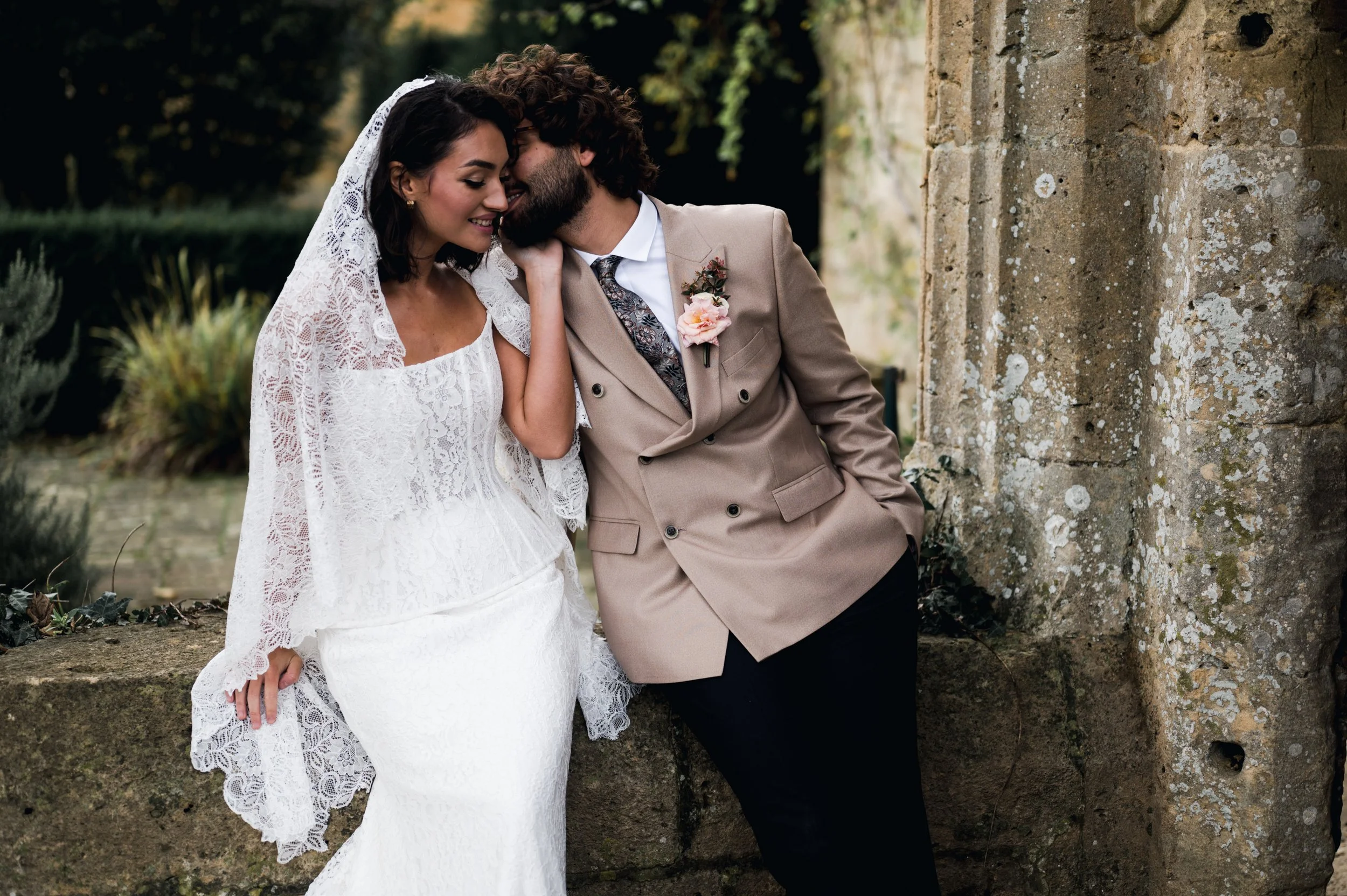 Sudeley Castle wedding photography – natural portrait of bride and groom 