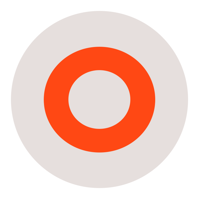 A color wheel with a light gray outer circle, an orange middle ring, and a white center.