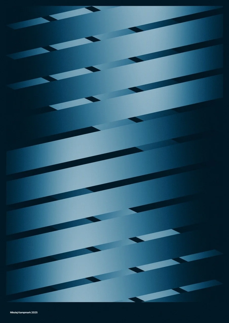 Abstract geometric pattern with diagonal lines in shades of blue and black