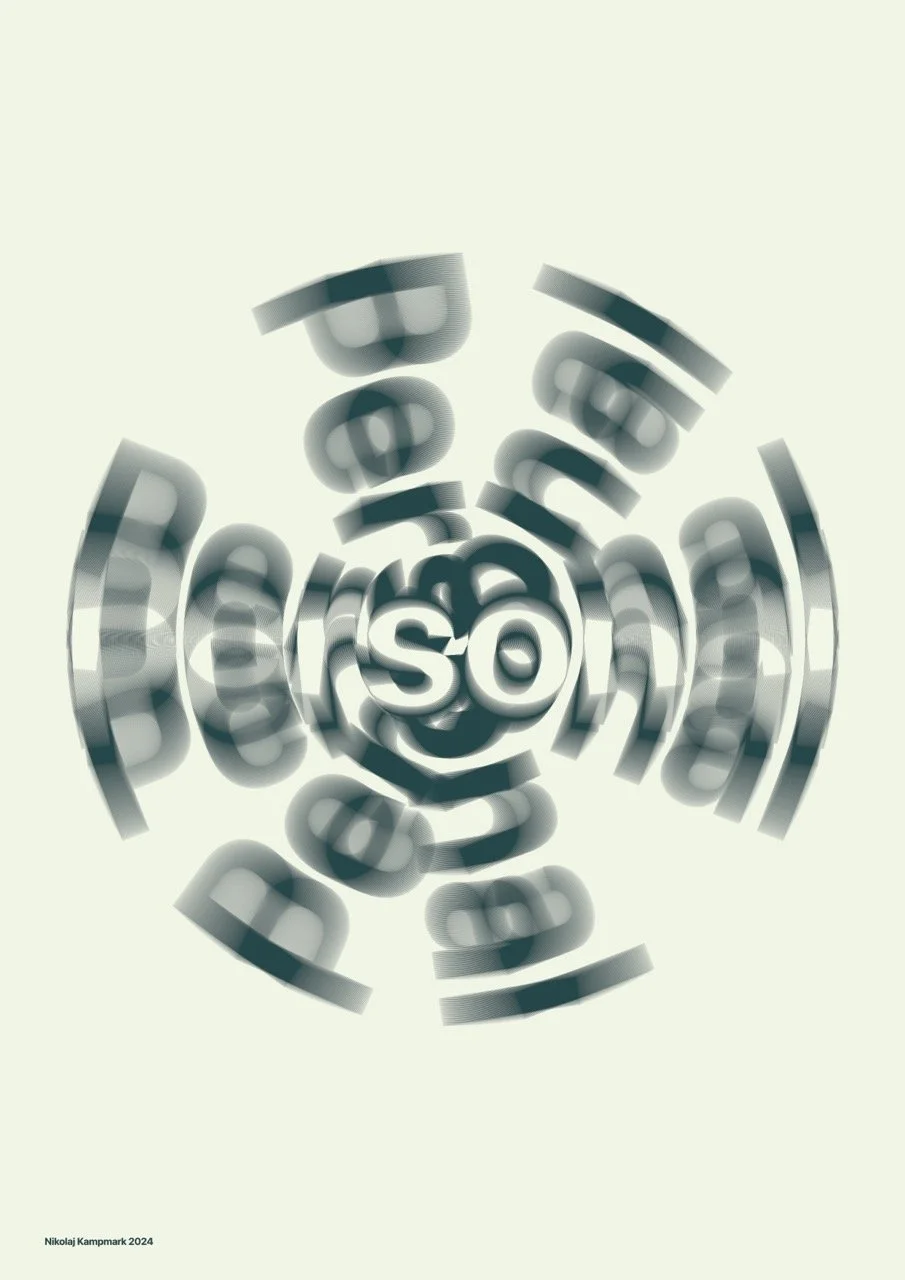 Abstract digital artwork with the word 'personal' in distorted, layered letters.