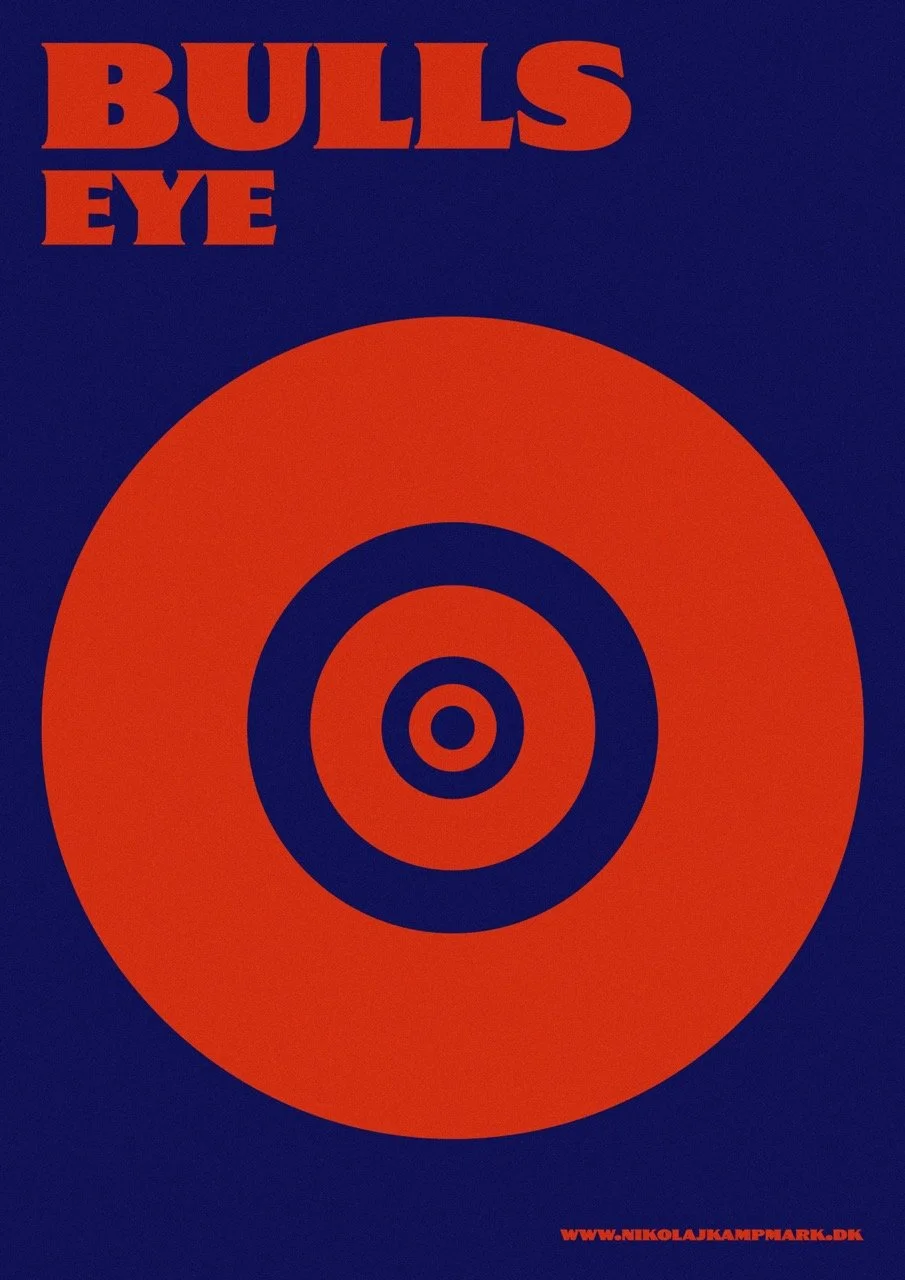 A book cover with a blue background and a large orange target symbol in the center. The title reads "BULLS EYE" in large orange letters at the top, with the words stacked, the "BULLS" above the "EYE". A website URL is at the bottom right corner: www.