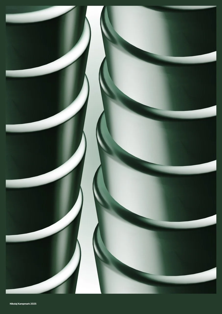 Close-up view of stacked metallic cans, showing the rounded rims and smooth surface.