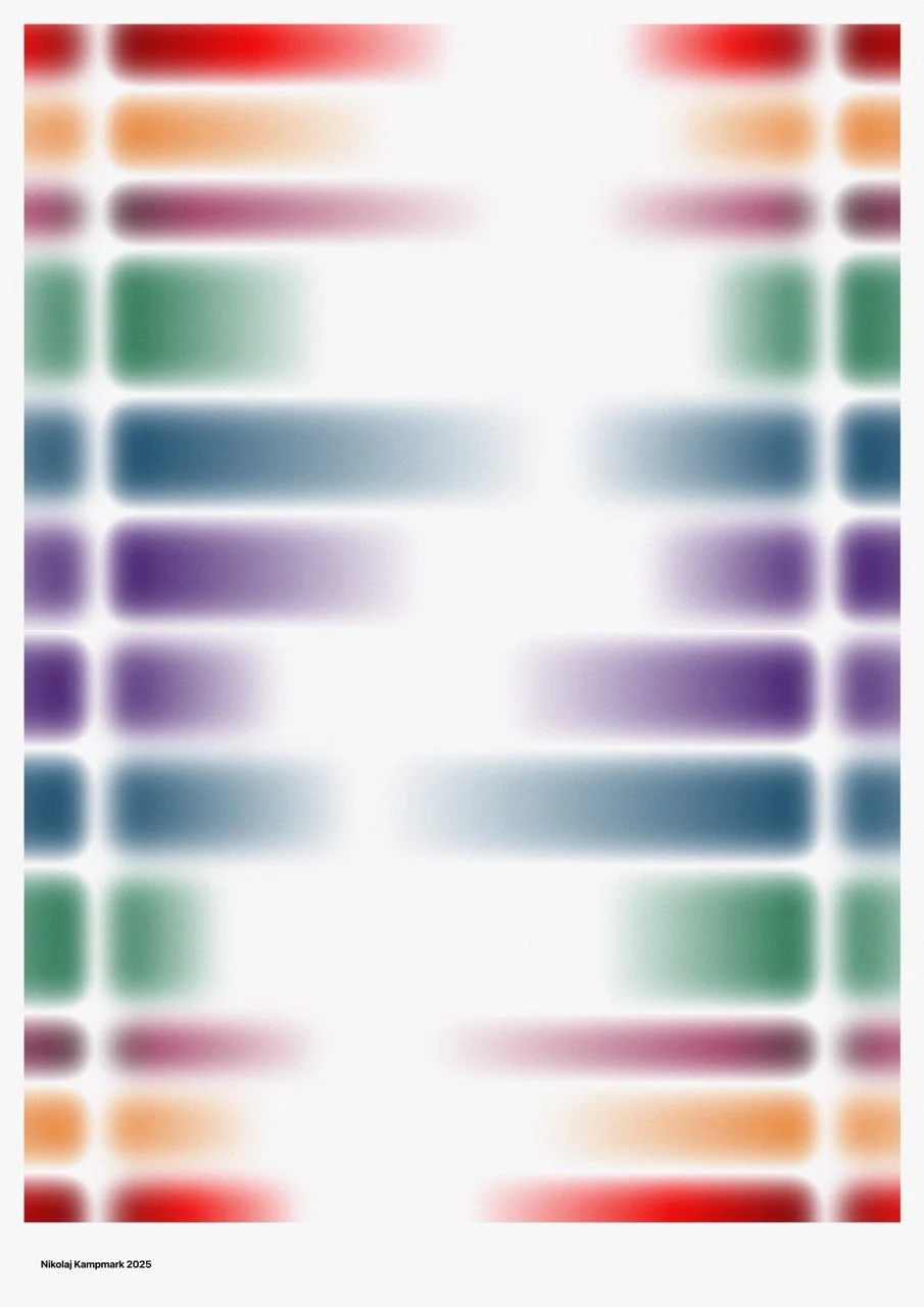 Abstract blurred image with horizontal color bars in red, orange, purple, green, blue, and pink.