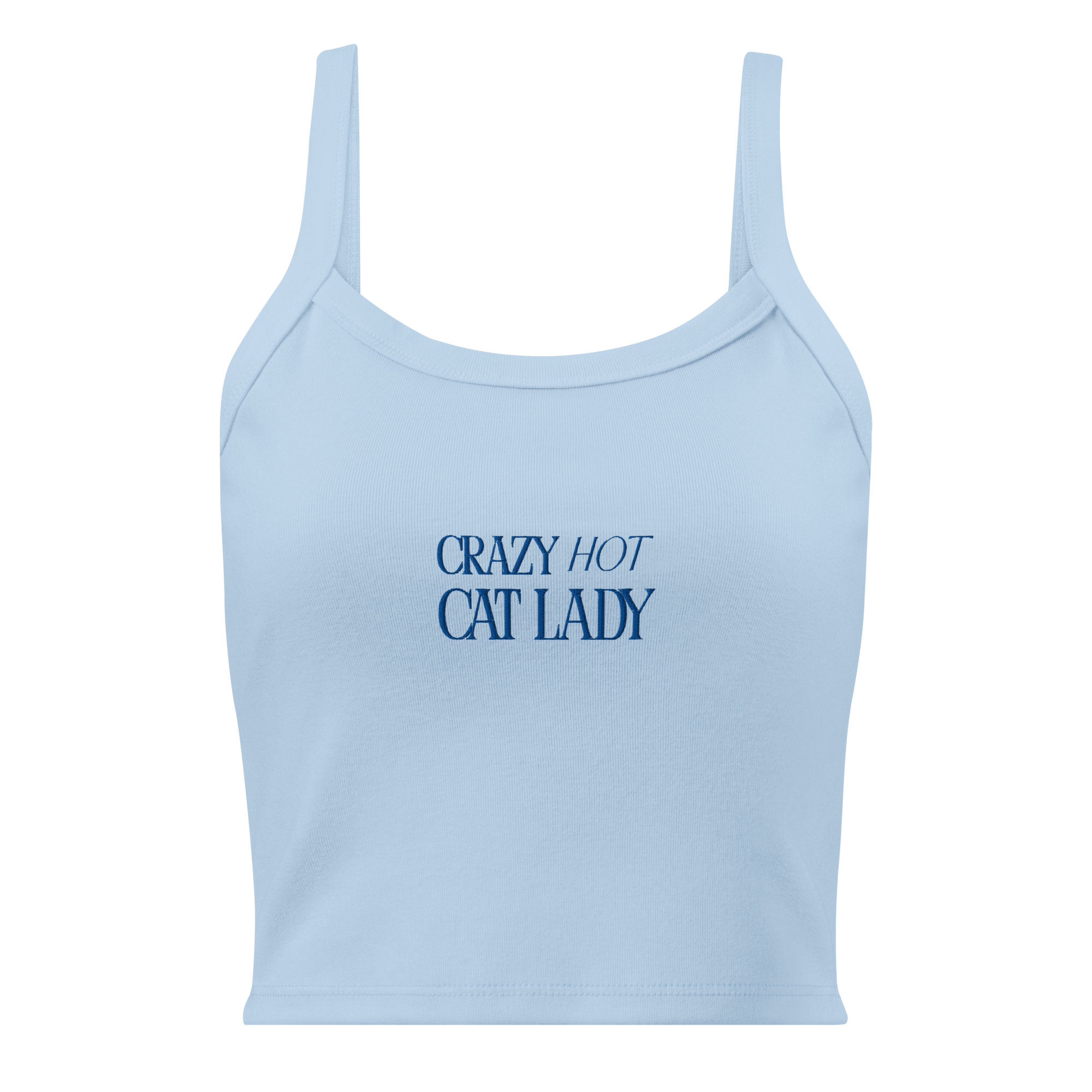 Crazy Hot Cat Lady Micro-Rib Tank Top - Embroidered Royal Blue Letters