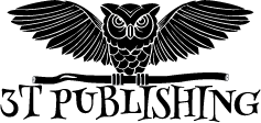 3T Publishing Logo Owl with wings spread holding a branch in talons above name.