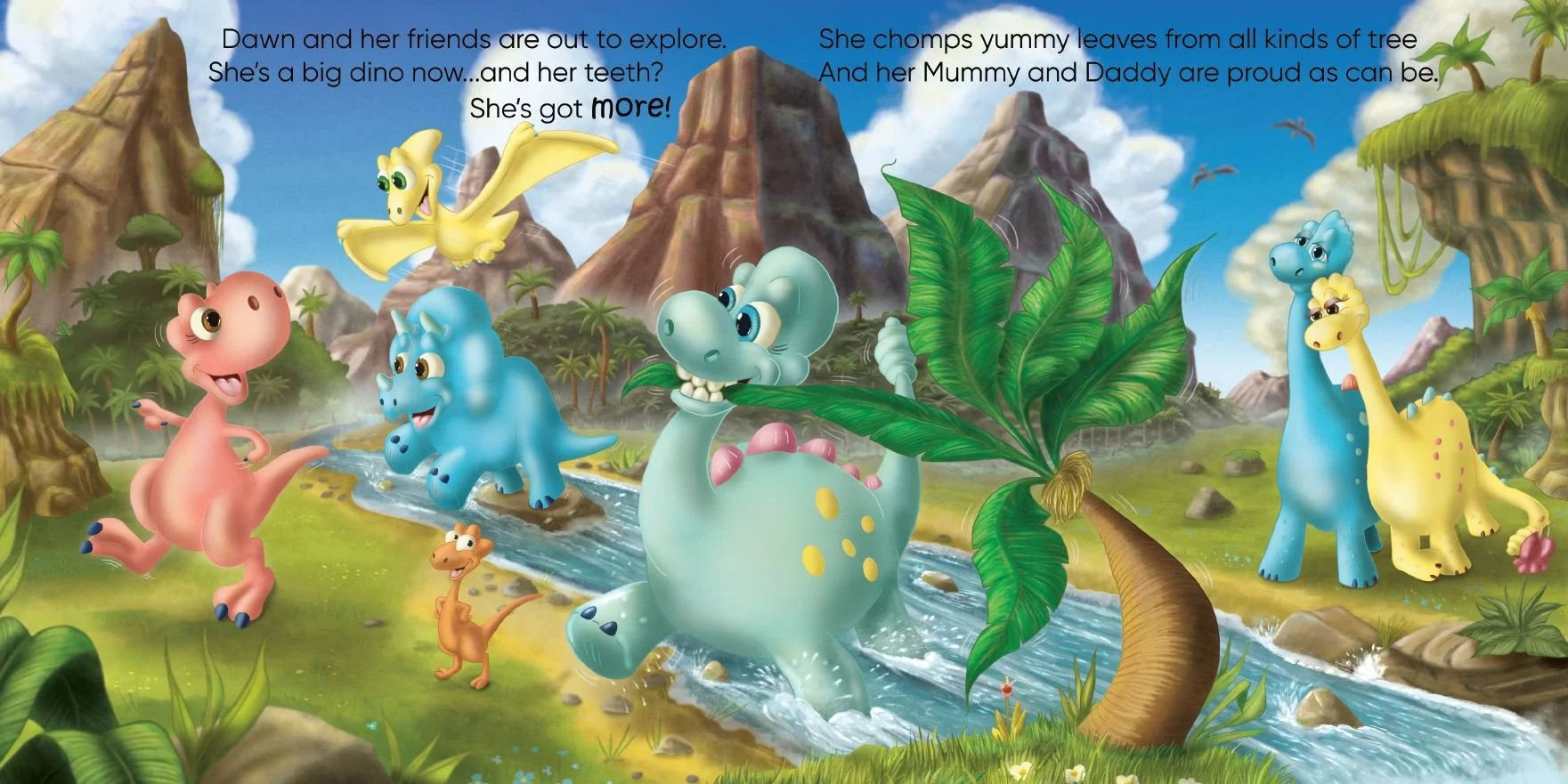 The final double page spread from "Dawn's First Tooth", including the verses written by me, thus giving me co-author credit (digital)