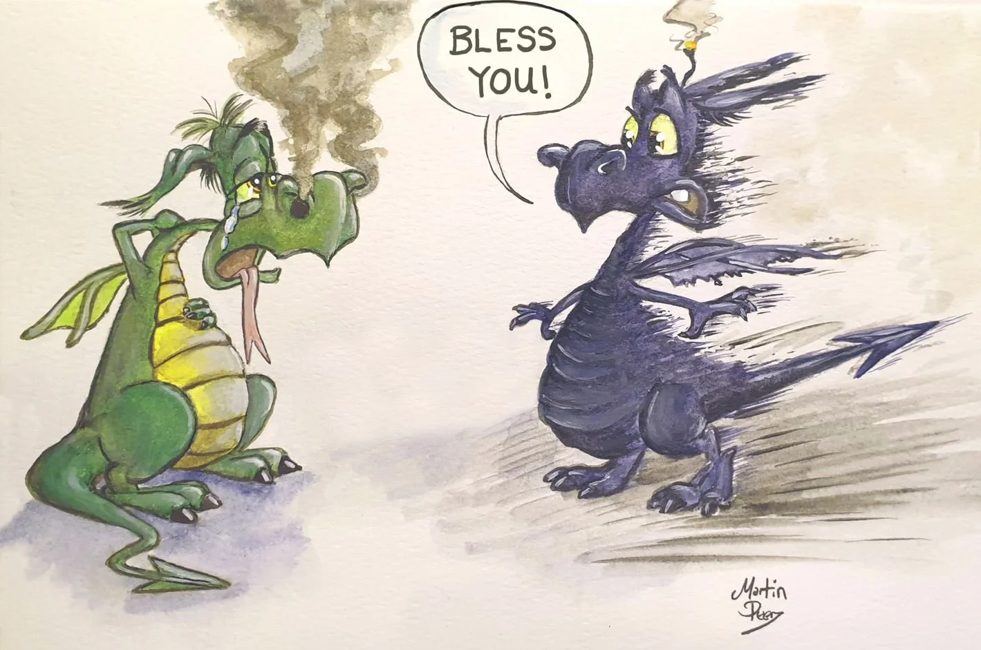 Bless you! More dragon character concepts for potential new picture books (pencil and watercolours)
