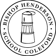 Seal with the text 'Bishop Henderson School Coleford' encircling a lighthouse illustration.