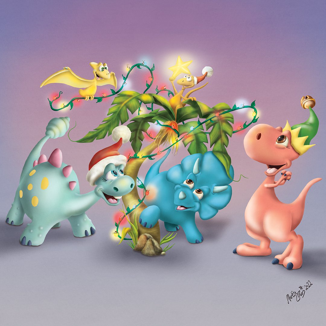 A Dawn the Dinosaur™ Christmas Card design for Bibado (digital)