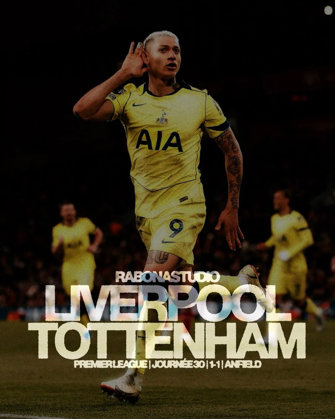 Tottenham Hotspur arrache le nul &agrave; Anfield ⚖️
Les Spurs obtiennent le 1-1 sur la pelouse de Liverpool gr&acirc;ce &agrave; un but de Richarlison, parfaitement servi apr&egrave;s un &eacute;norme travail de Randal Kolo Muani.
Avant &ccedil;a, D