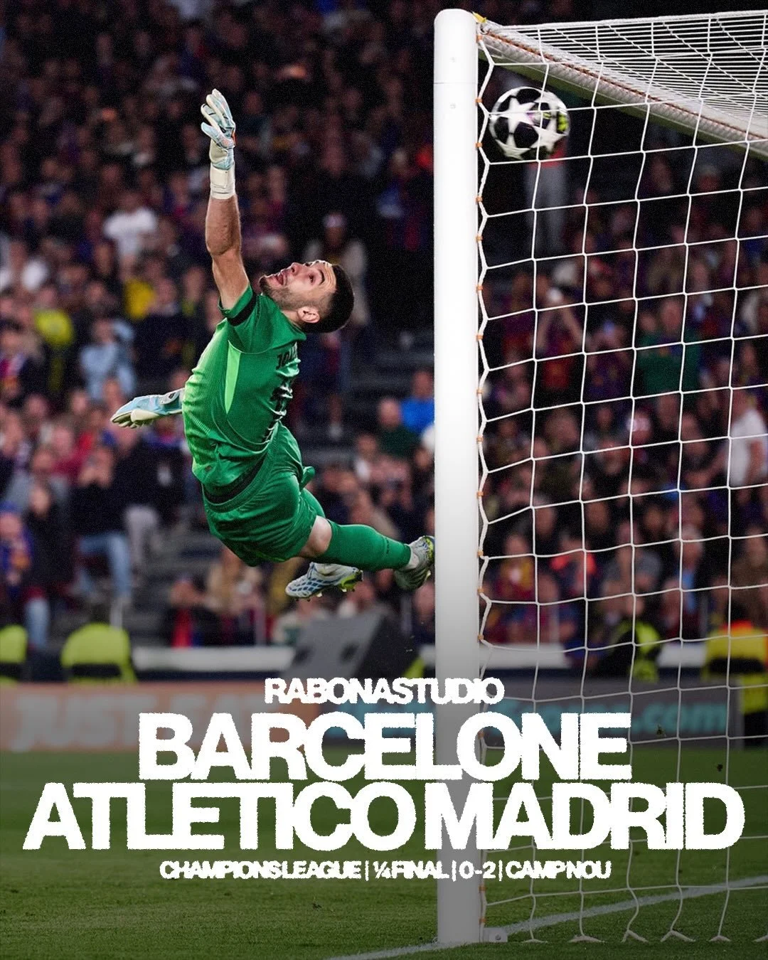 Bar&ccedil;a&ndash;Atl&eacute;tico, &eacute;pisode II en Ligue des Champions.
Colchoneros 2, Blaugranas 0. Paradoxalement, 
c&rsquo;est l&rsquo;Araign&eacute;e qui a nettoy&eacute; les toiles. 🕷️🕸️
