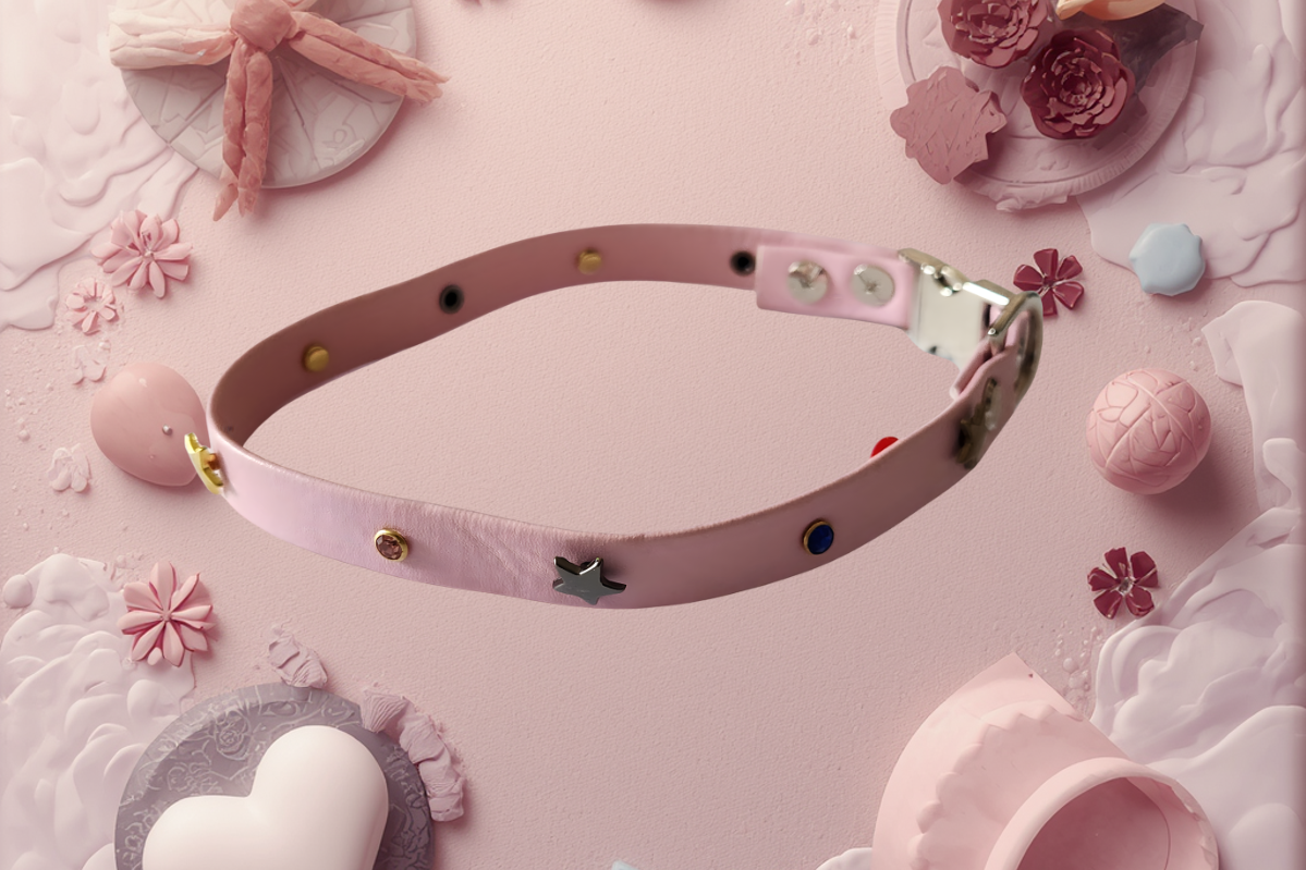 Pink Star Jewel  Dog Collar