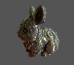 Whimsical Steampunk Bunny 3D Sculpture
