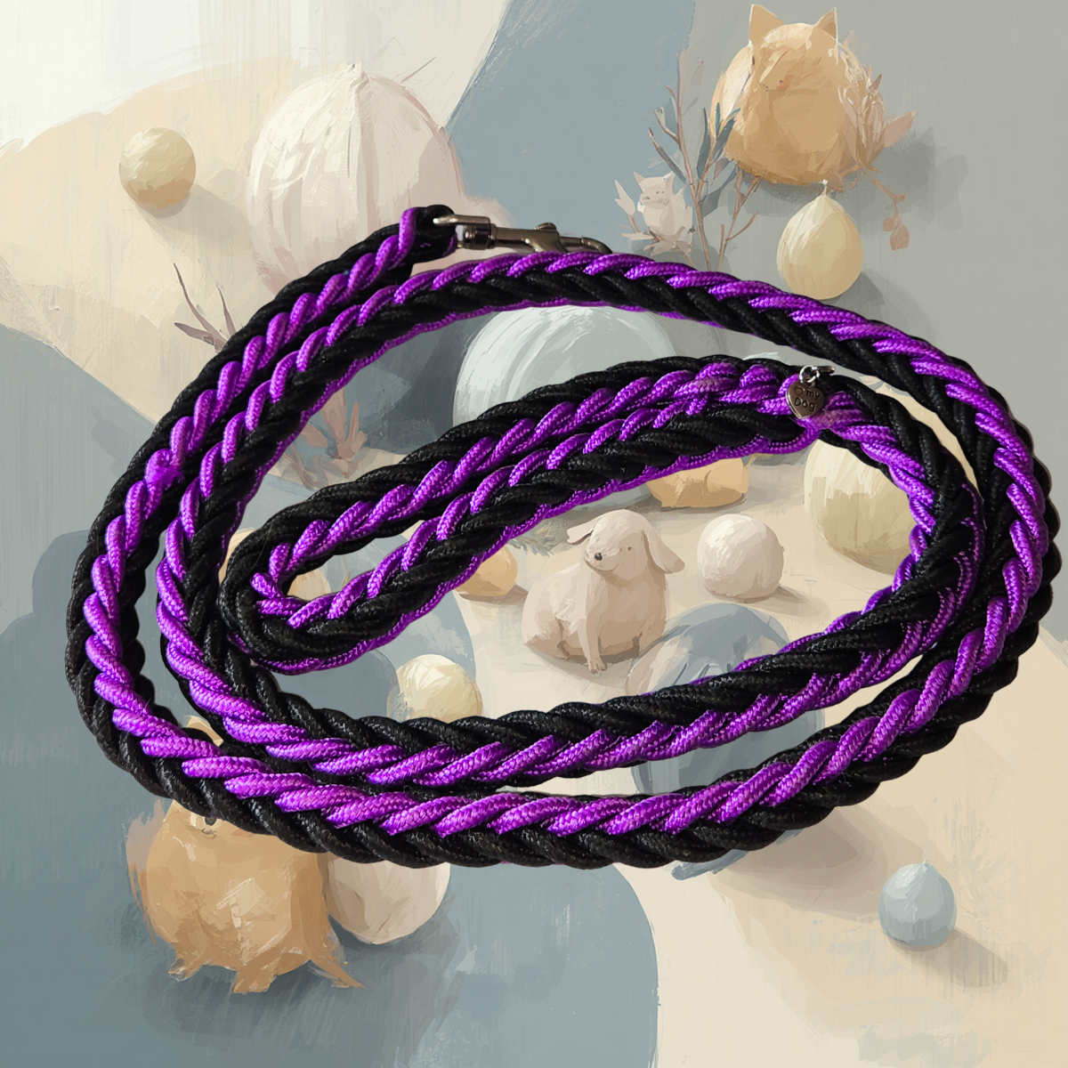 Vibrant Purple & Black Braided Paracord Pet Lead